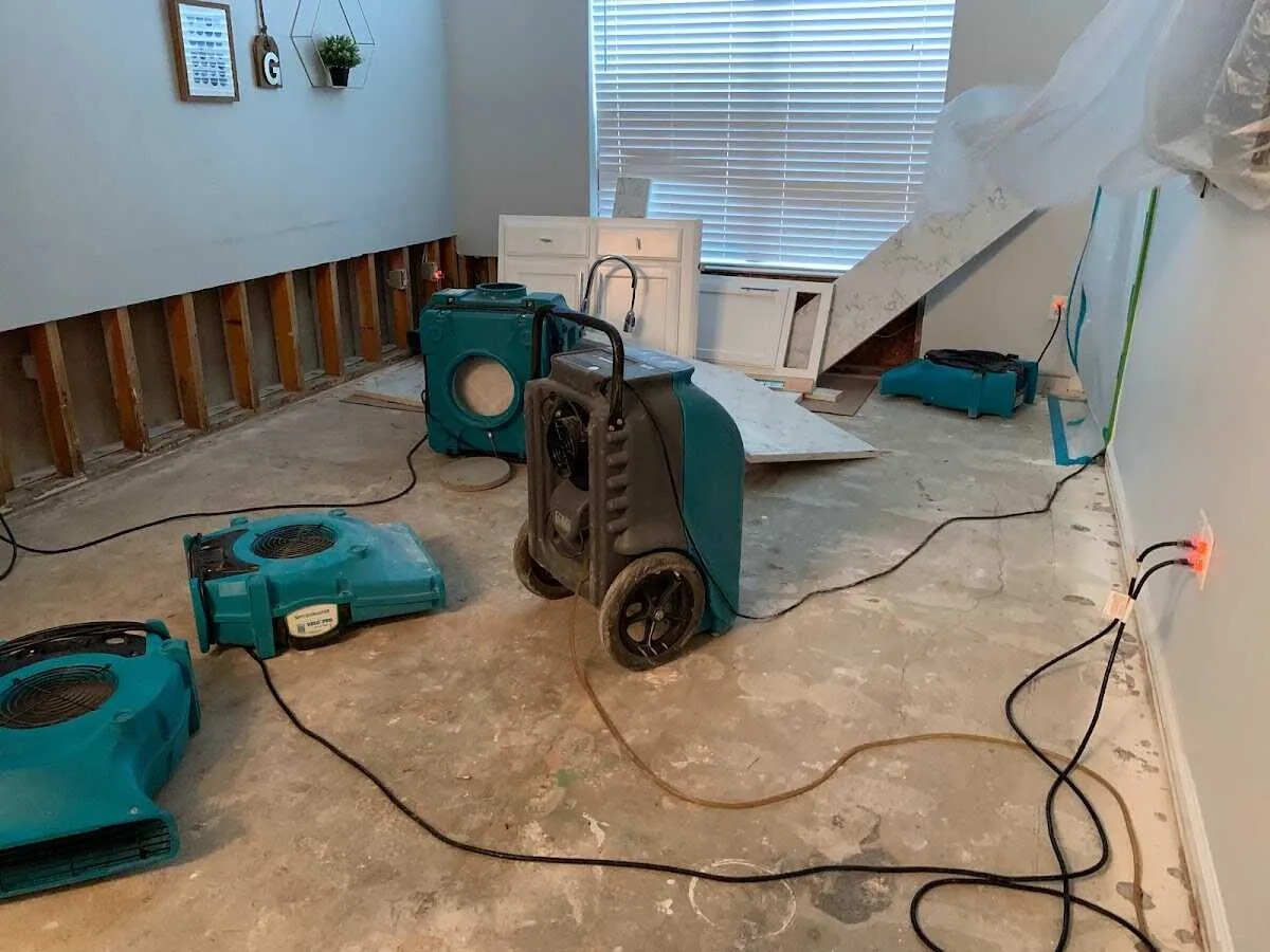 Dehumidifier in flood-cut room for Water Damage Restoration in El Rio